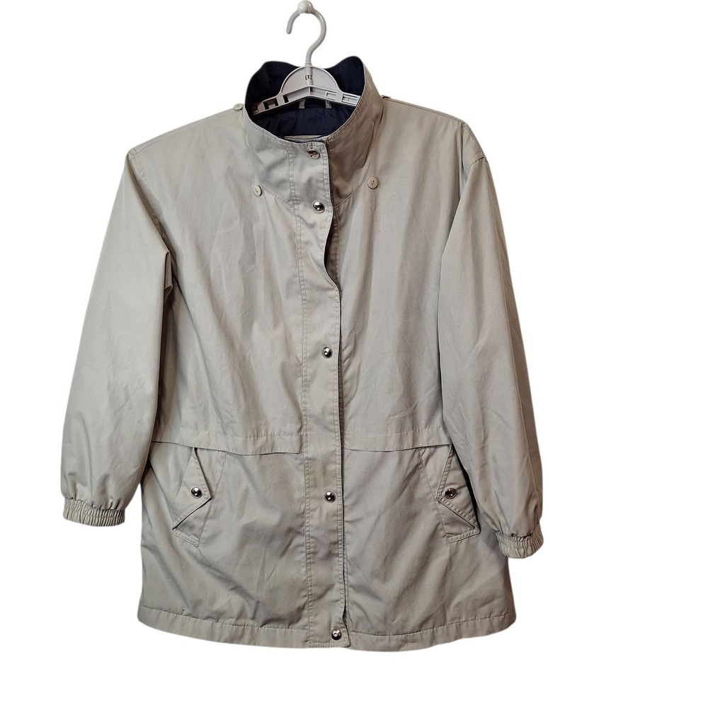 Innovations by Izzi‎ Womens Sz L Long Sleeve Lightweight Anorak Jacket Tan Flaws